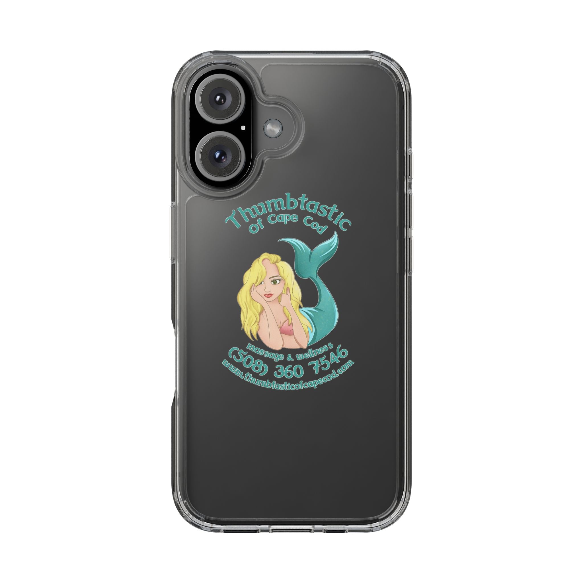Thumbtastic of Cape Cod Mermaid Logo Clear iPhone Case