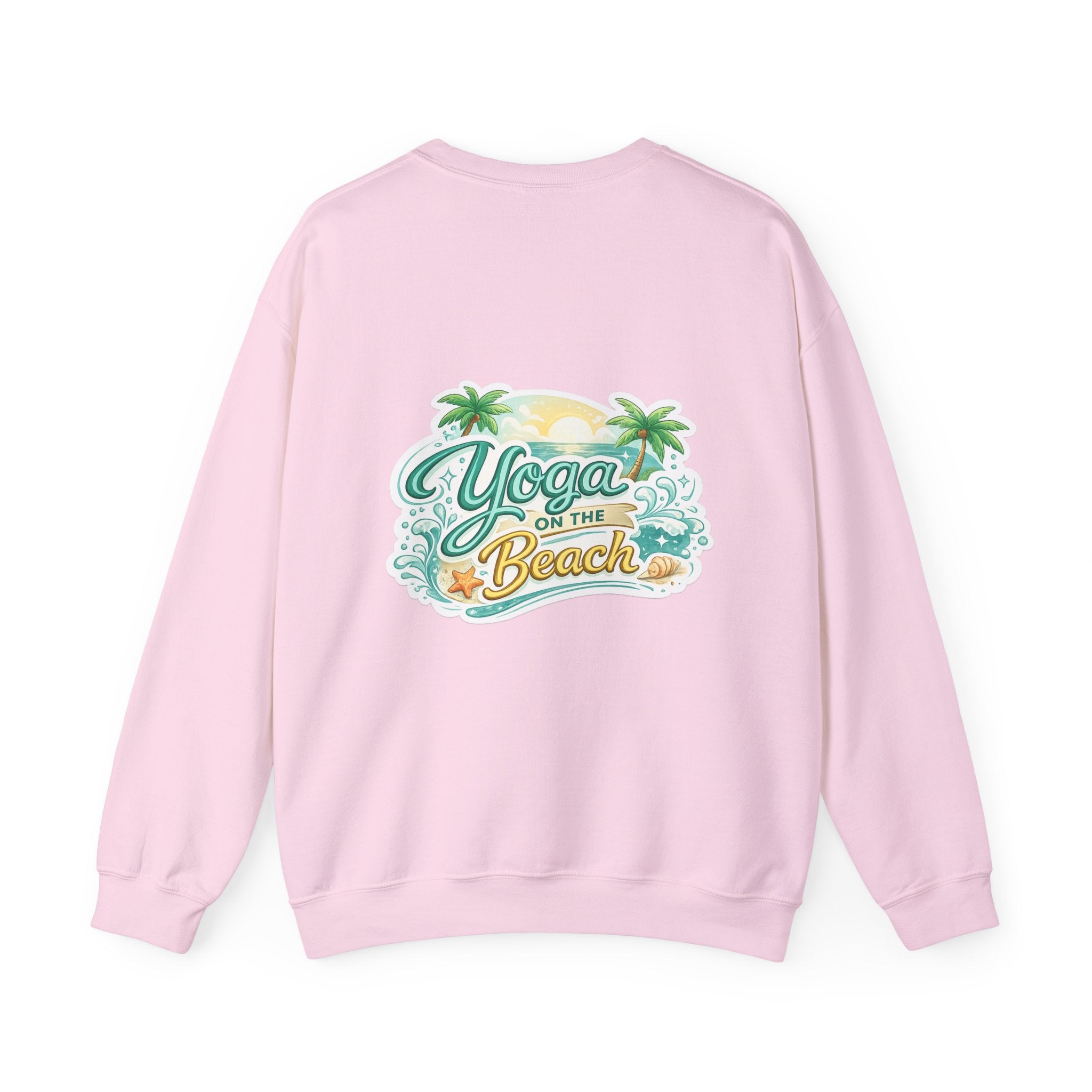 Beach Yoga Crewneck Sweatshirt — "Yoga on the Beach" Graphic