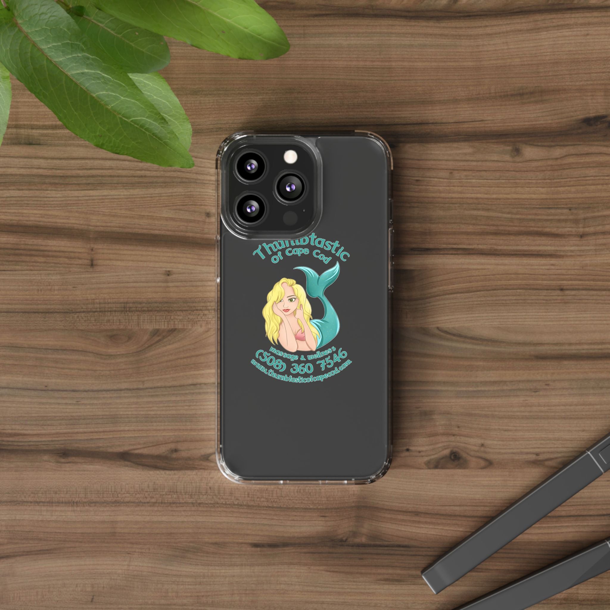 Thumbtastic of Cape Cod Mermaid Logo Clear iPhone Case