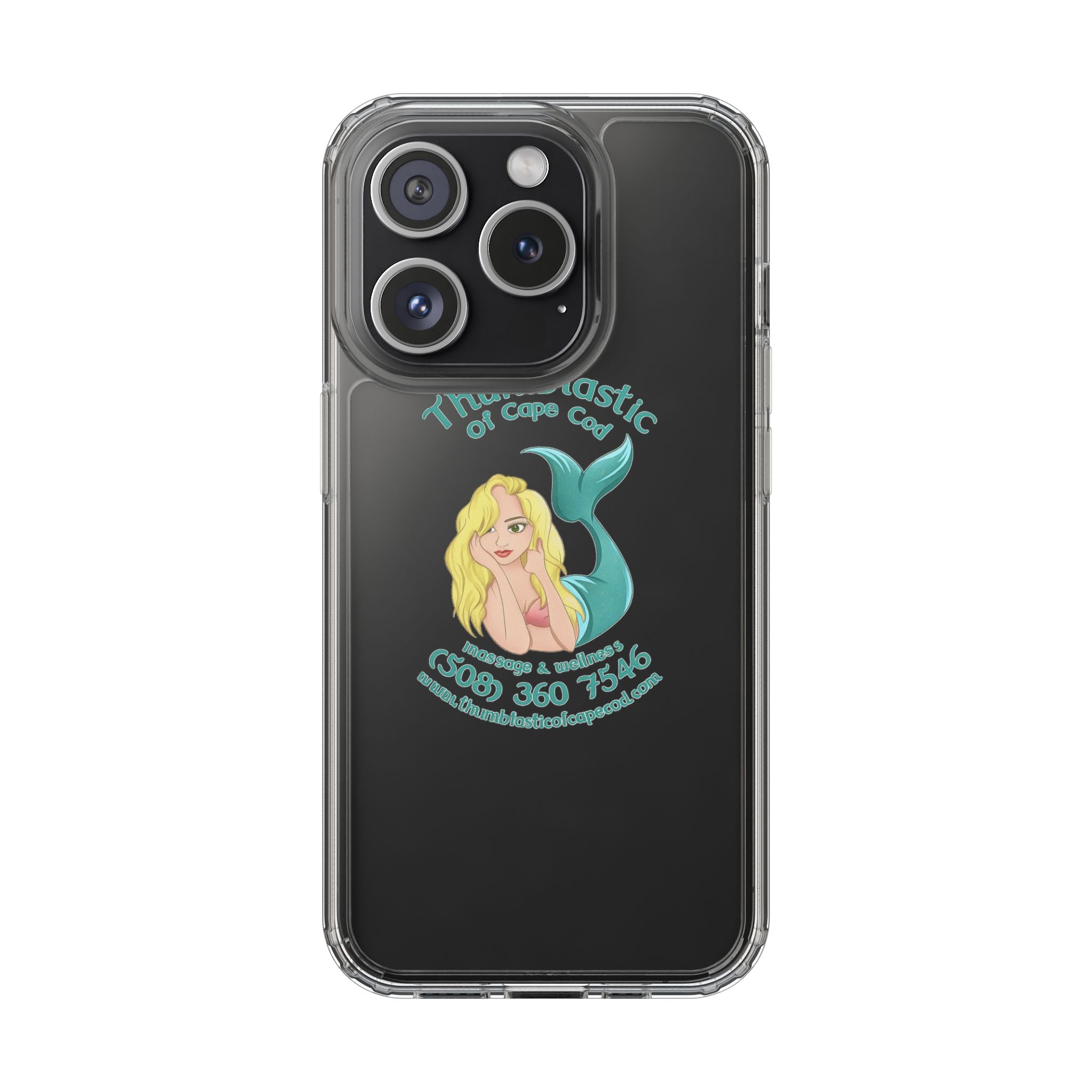 Thumbtastic of Cape Cod Mermaid Logo Clear iPhone Case