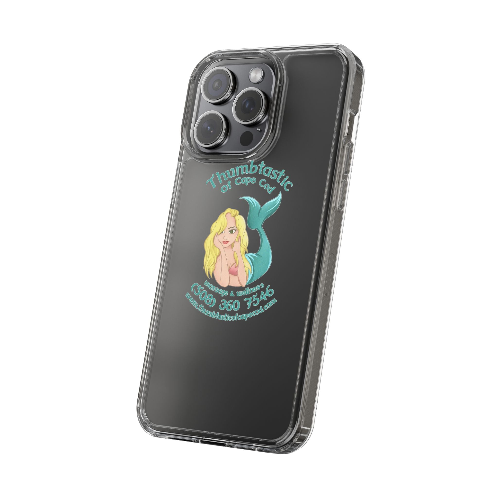 Thumbtastic of Cape Cod Mermaid Logo Clear iPhone Case