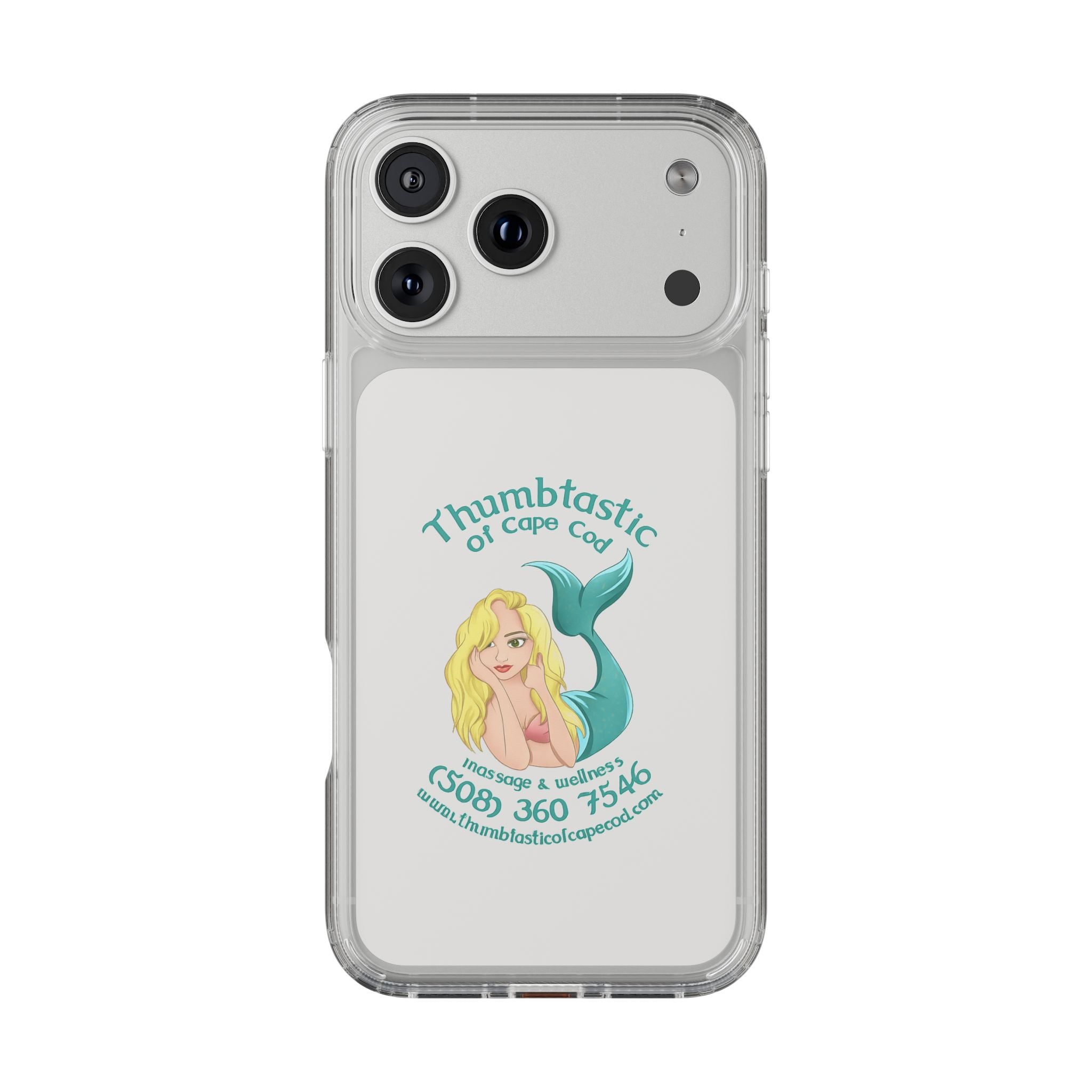 Thumbtastic of Cape Cod Mermaid Logo Clear iPhone Case