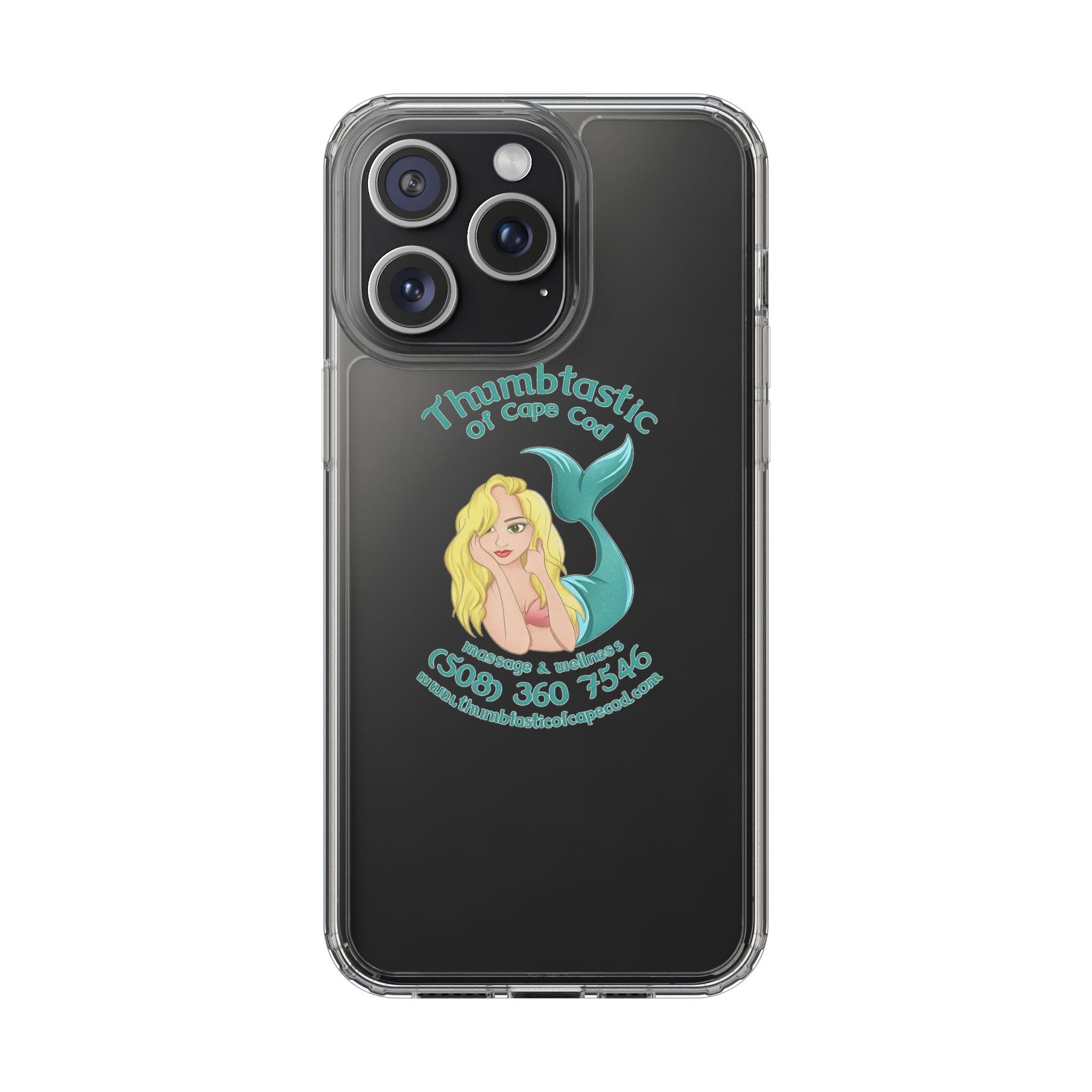 Thumbtastic of Cape Cod Mermaid Logo Clear iPhone Case