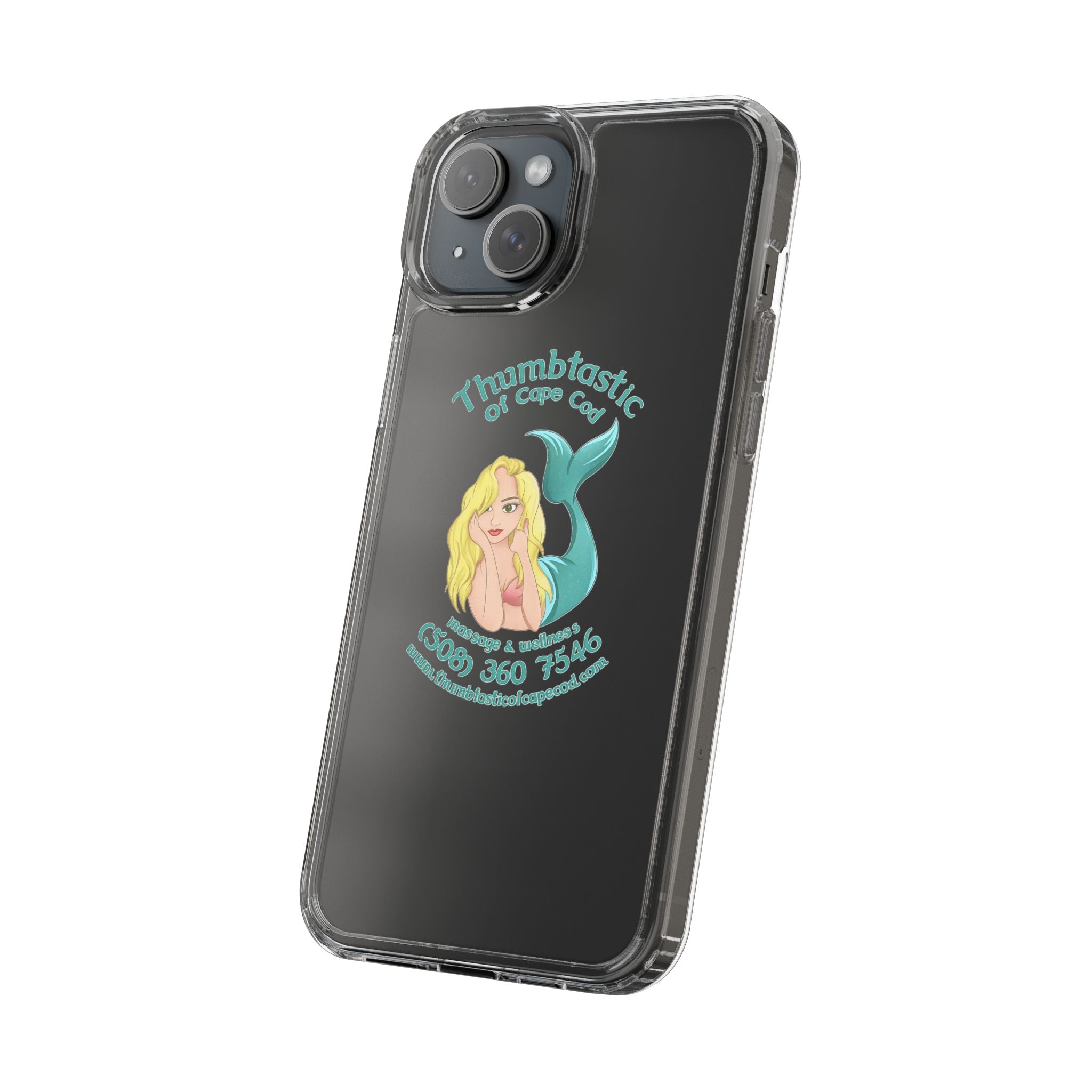 Thumbtastic of Cape Cod Mermaid Logo Clear iPhone Case