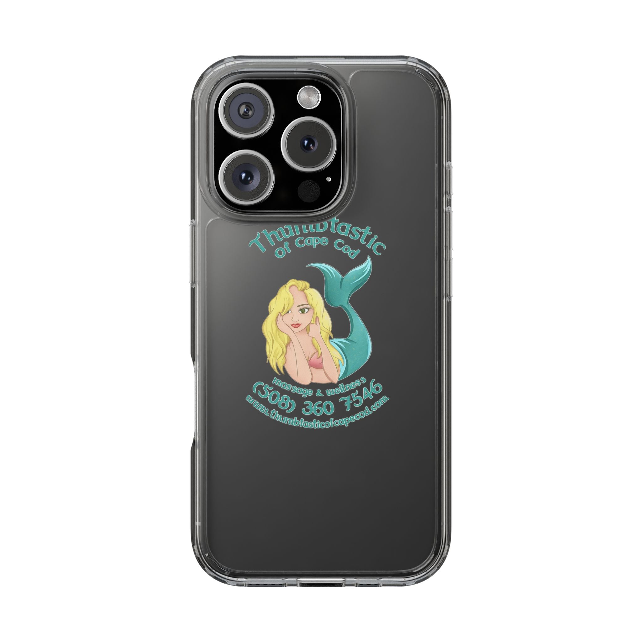 Thumbtastic of Cape Cod Mermaid Logo Clear iPhone Case