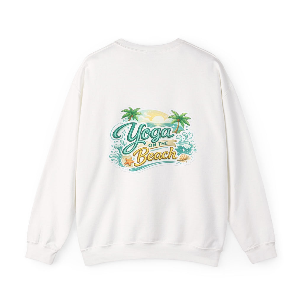 Beach Yoga Crewneck Sweatshirt — "Yoga on the Beach" Graphic