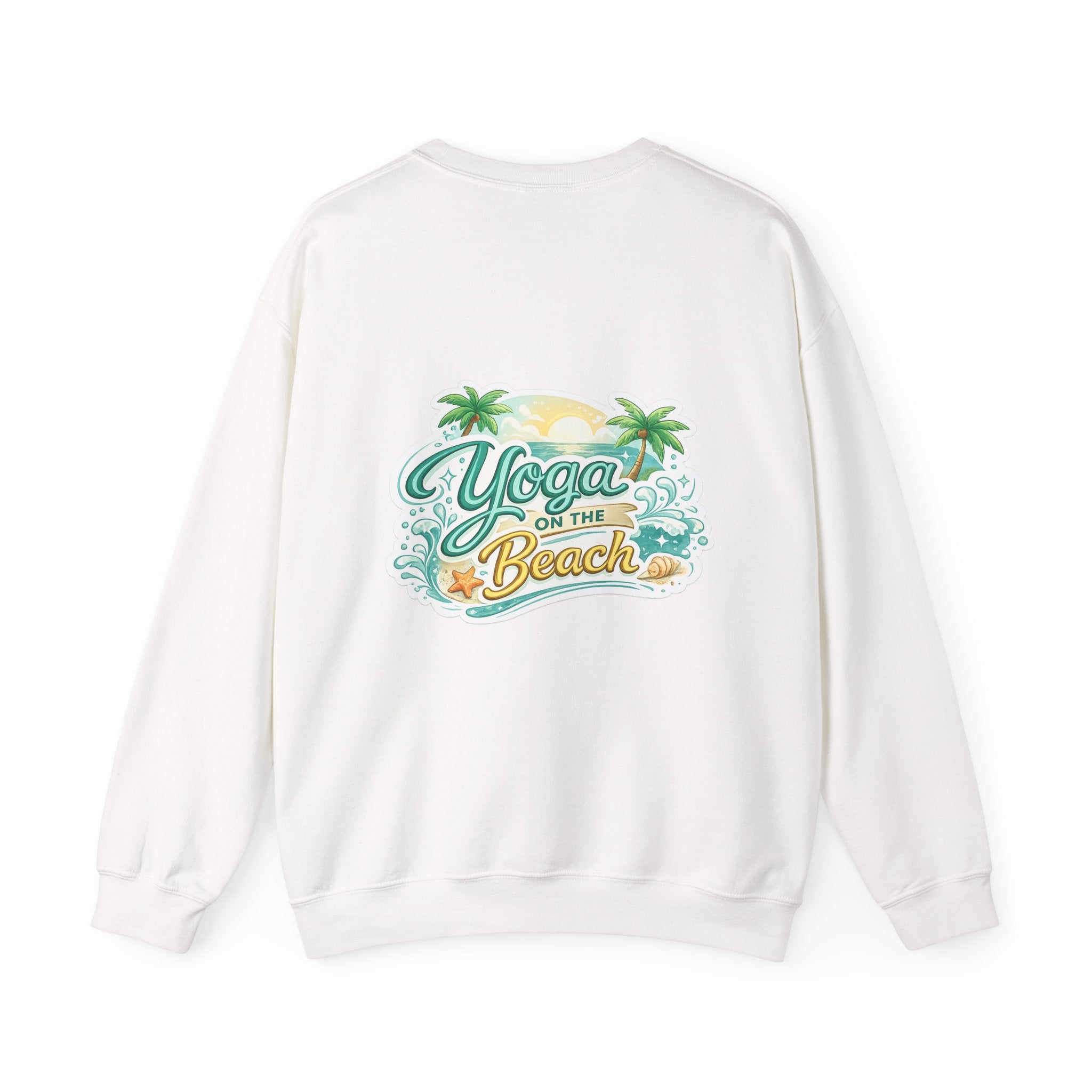 Beach Yoga Crewneck Sweatshirt — "Yoga on the Beach" Graphic